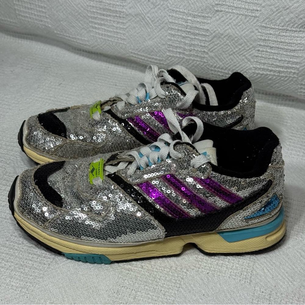 Adidas Originals ZX 4000 Sequin Sneakers Women's Size 5.5 Silver‎
